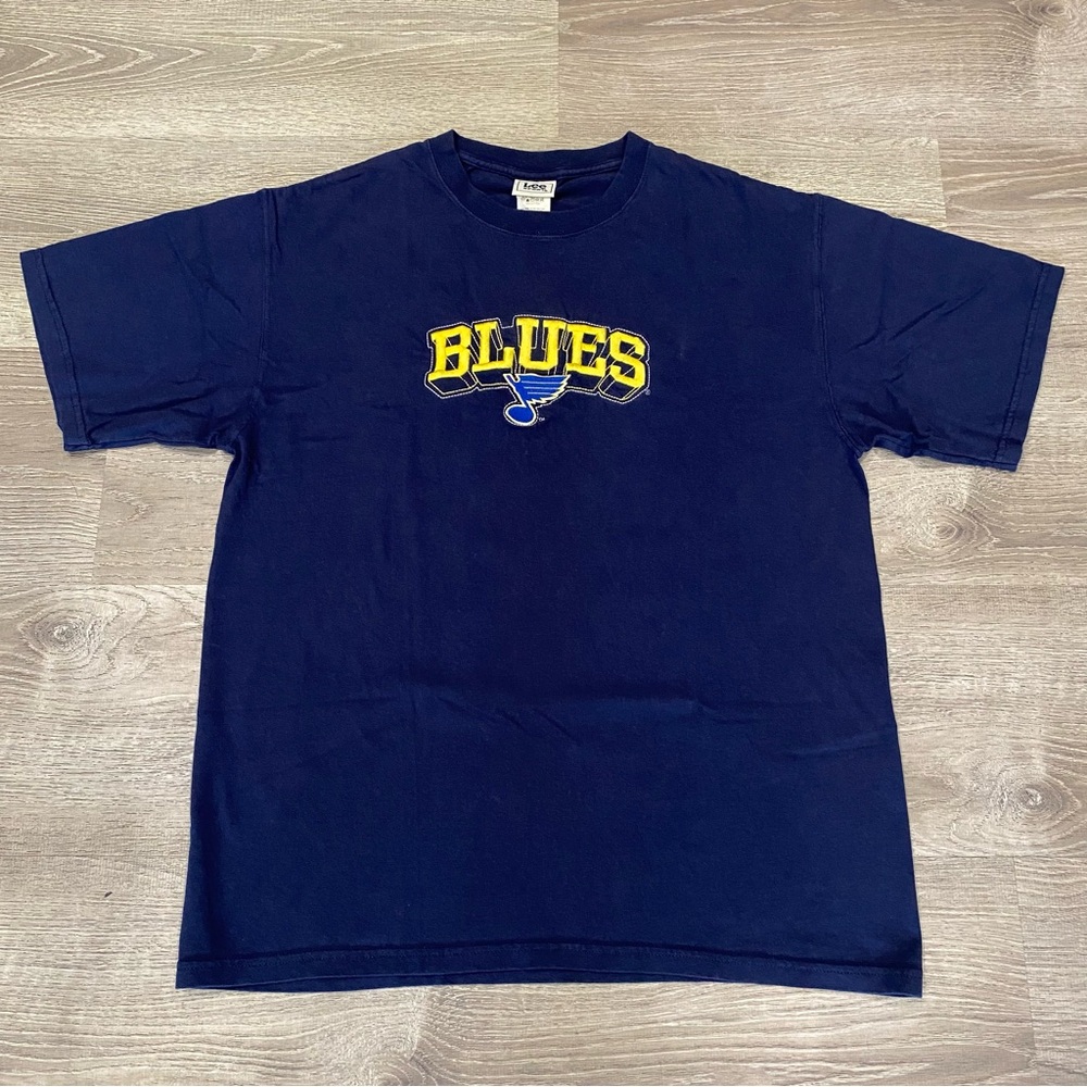 Vintage Y2K Lee Sport St. Louis Blues NHL Hockey T-Shirt Embroidered Logo Sz Lrg